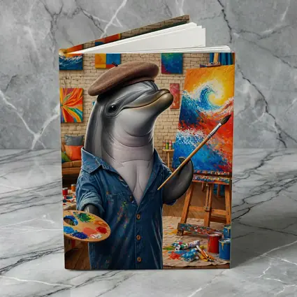 Dolphin Artist Painting in Colorful Art Studio