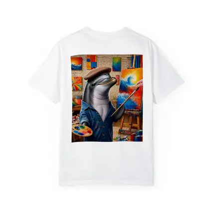 Dolphin Artist Painting in Colorful Art Studio