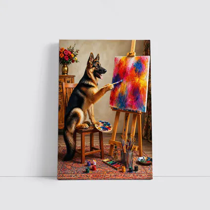 German Shepherd Dog Painting on Canvas