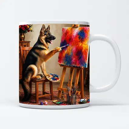 German Shepherd Dog Painting on Canvas