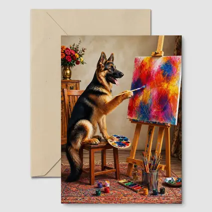 German Shepherd Dog Painting on Canvas