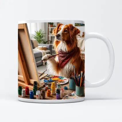 Golden Retriever Dog Painting in Art Studio