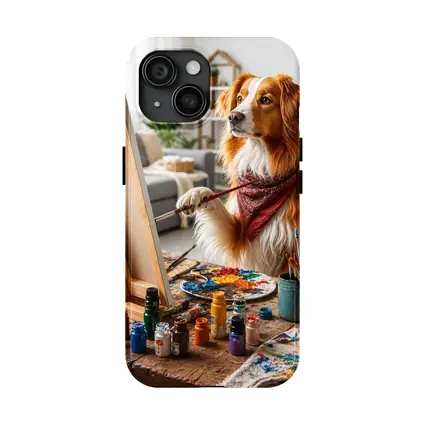 Golden Retriever Dog Painting in Art Studio