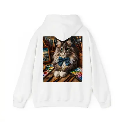 Maine Coon Cat Artist With Paintbrushes