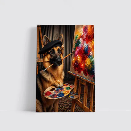German Shepherd Artist Painter Beret Studio