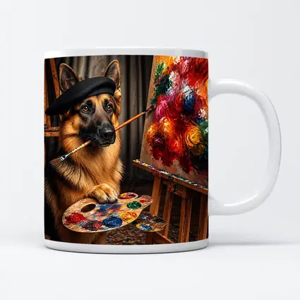 German Shepherd Artist Painter Beret Studio