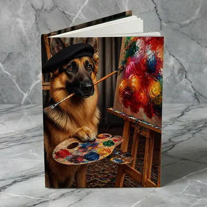 German Shepherd Artist Painter Beret Studio