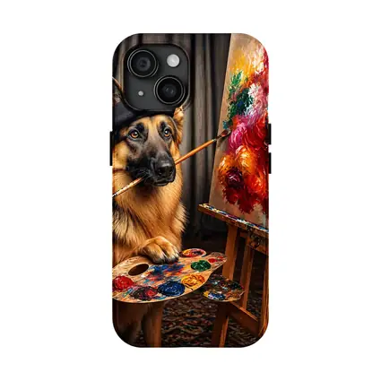 German Shepherd Artist Painter Beret Studio