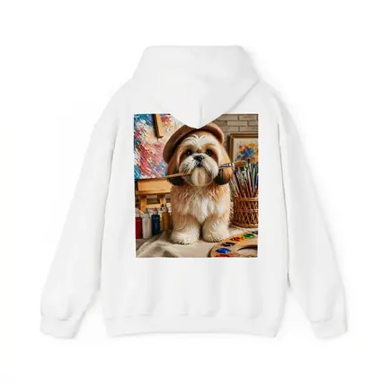 Shih Tzu Artist Dog Wearing Beret Studio