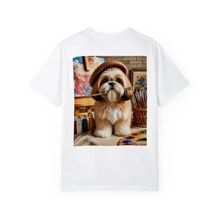 Shih Tzu Artist Dog Wearing Beret Studio