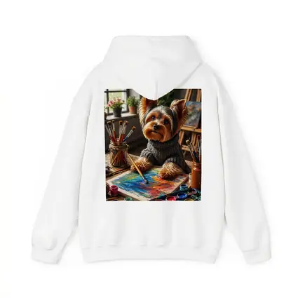 Yorkshire Terrier Artist Painting in Cozy Studio