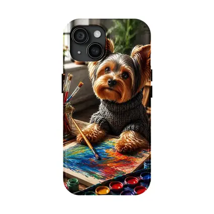 Yorkshire Terrier Artist Painting in Cozy Studio