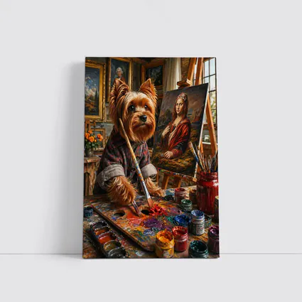 Yorkshire Terrier Artist Painting Mona Lisa