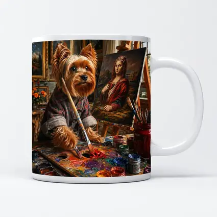 Yorkshire Terrier Artist Painting Mona Lisa