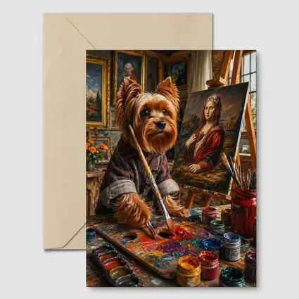 Yorkshire Terrier Artist Painting Mona Lisa