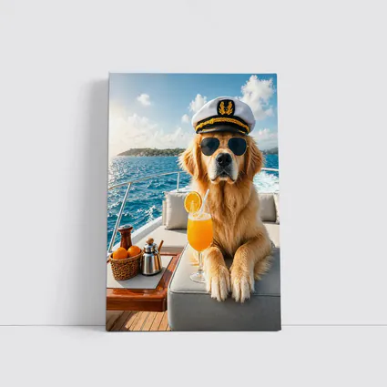 Golden Retriever Captain on Luxury Yacht