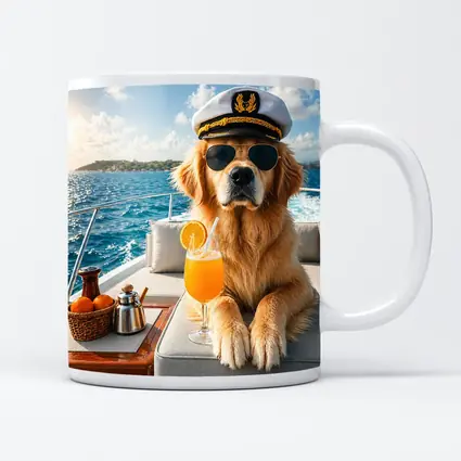 Golden Retriever Captain on Luxury Yacht