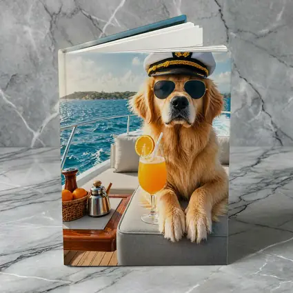 Golden Retriever Captain on Luxury Yacht