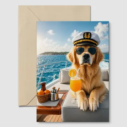 Golden Retriever Captain on Luxury Yacht