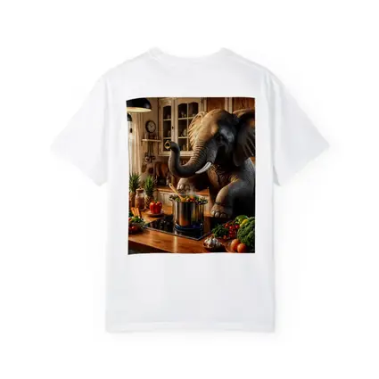 Elephant Cooking Vegetables in Cozy Kitchen