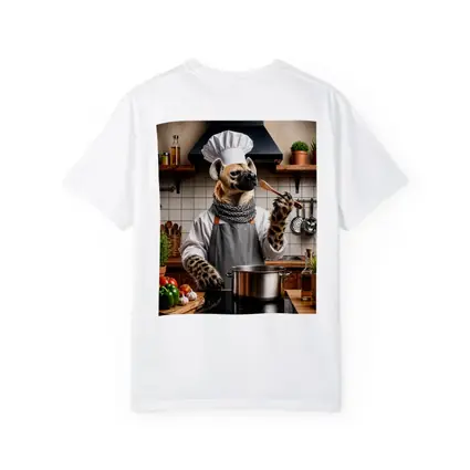 Hyena Chef Cooking in Rustic Kitchen