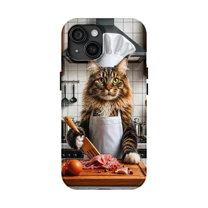 Maine Coon Chef Cat Kitchen Cooking Scene