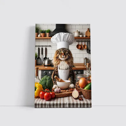 Maine Coon Cat Chef in Kitchen