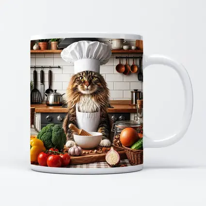 Maine Coon Cat Chef in Kitchen