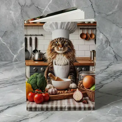 Maine Coon Cat Chef in Kitchen