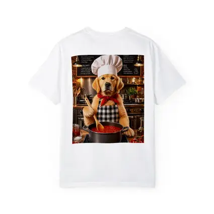 Golden Retriever Chef Cooking Italian Kitchen
