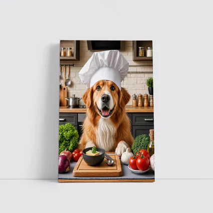 Golden Retriever Chef Hat Kitchen Vegetables