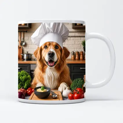 Golden Retriever Chef Hat Kitchen Vegetables