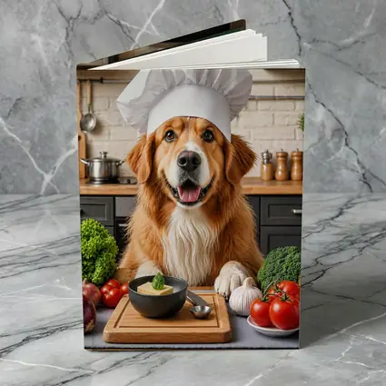 Golden Retriever Chef Hat Kitchen Vegetables
