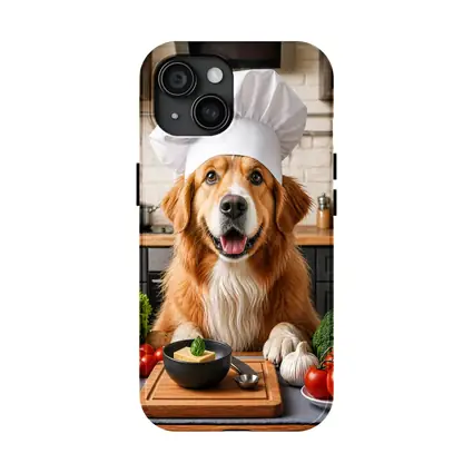 Golden Retriever Chef Hat Kitchen Vegetables