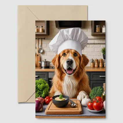 Golden Retriever Chef Hat Kitchen Vegetables