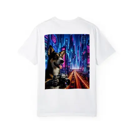 Corgi Photographer Neon Cyberpunk City Night