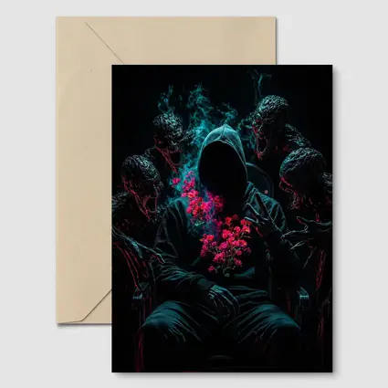 Hooded Figure Roses Dark Creatures Surreal