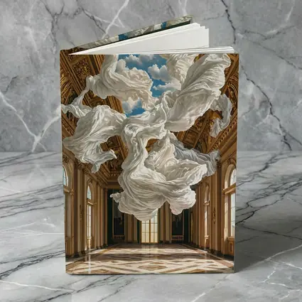 White Fabric Floating In Baroque Palace Hall