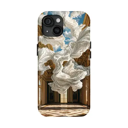 White Fabric Floating In Baroque Palace Hall