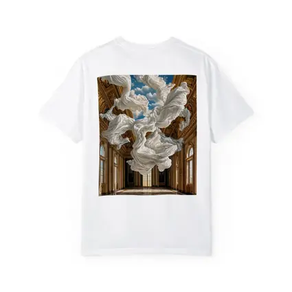 White Fabric Floating In Baroque Palace Hall