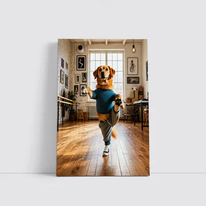 Golden Retriever Dancing In Dance Studio
