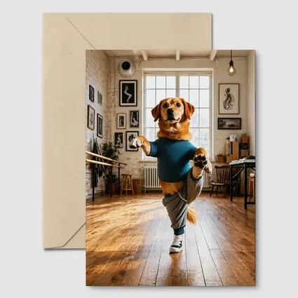 Golden Retriever Dancing In Dance Studio