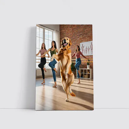 Golden Retriever Dancing With Women Dance Studio