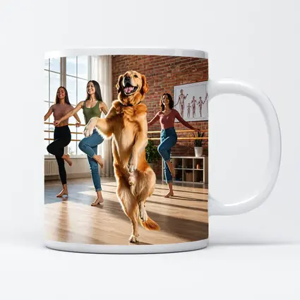 Golden Retriever Dancing With Women Dance Studio