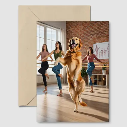 Golden Retriever Dancing With Women Dance Studio