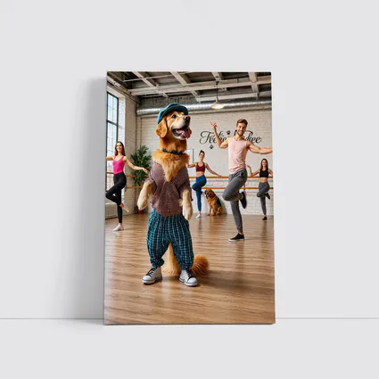 Golden Retriever Dancing in Dance Studio
