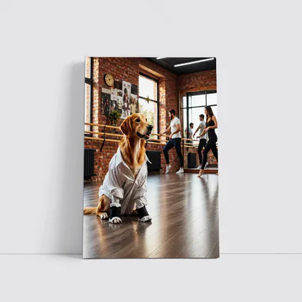Golden Retriever Dog in Dance Studio
