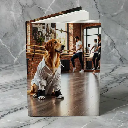 Golden Retriever Dog in Dance Studio