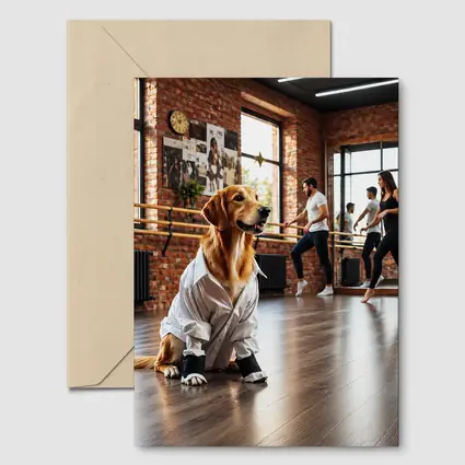 Golden Retriever Dog in Dance Studio