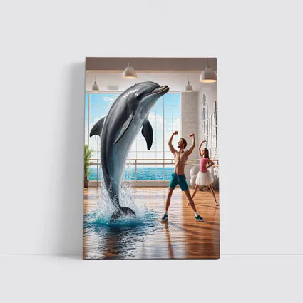 Dolphin Dancing With People In Studio